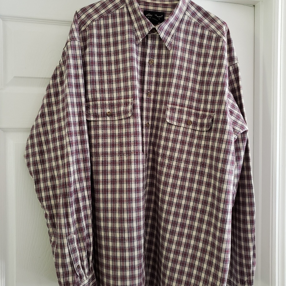 Eddie Bauer Plaid Long Sleeve Button Down XXL T